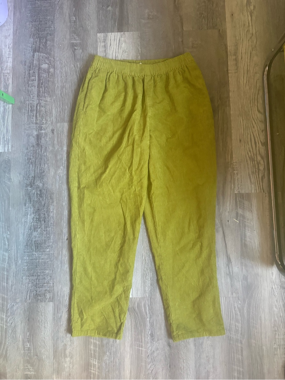 Lucy & Yak Billie Lime Green Elastic Waist Corduroy Pants